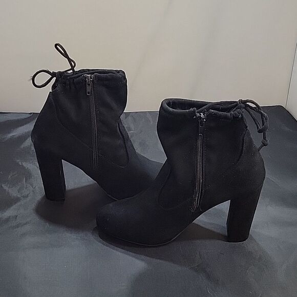 BAMBOO CHUNKY HEEL POINTED TOE WOMEN"S BOOTIE - Picture 4 of 15